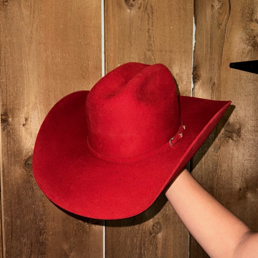 SERRATELLI 2X FELT COWBOY HAT IN RED